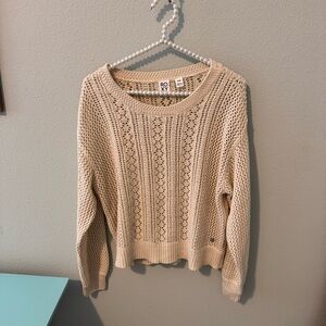 Roxy Cream Cable Knit Crew Neck Sweater